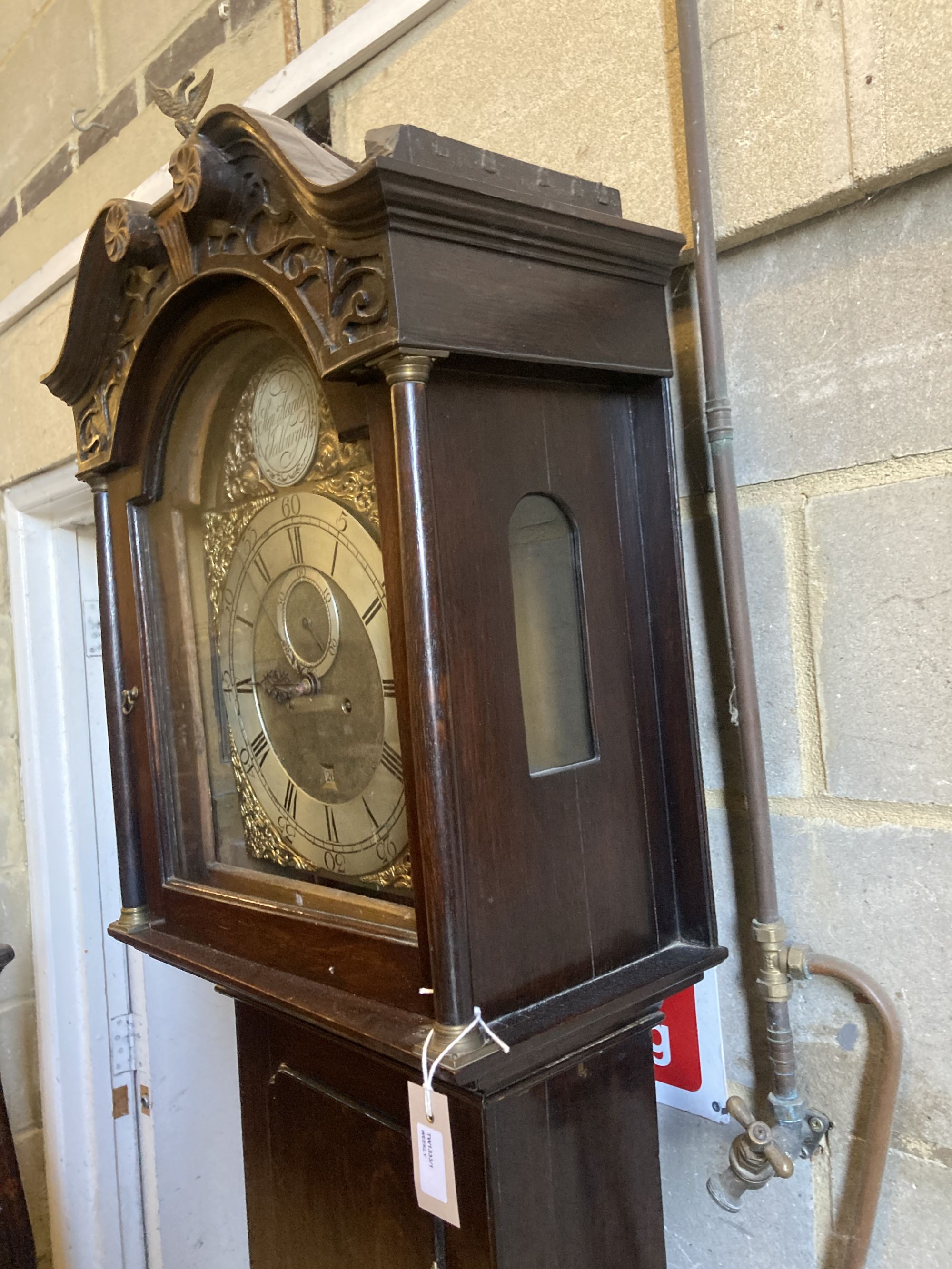 A George III oak eight-day longcase clock, Stephen Hardie, Jedburgh, height 214cm